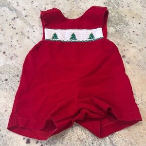 Corduroy Christmas Smocked Jon Jon Overalls 18M